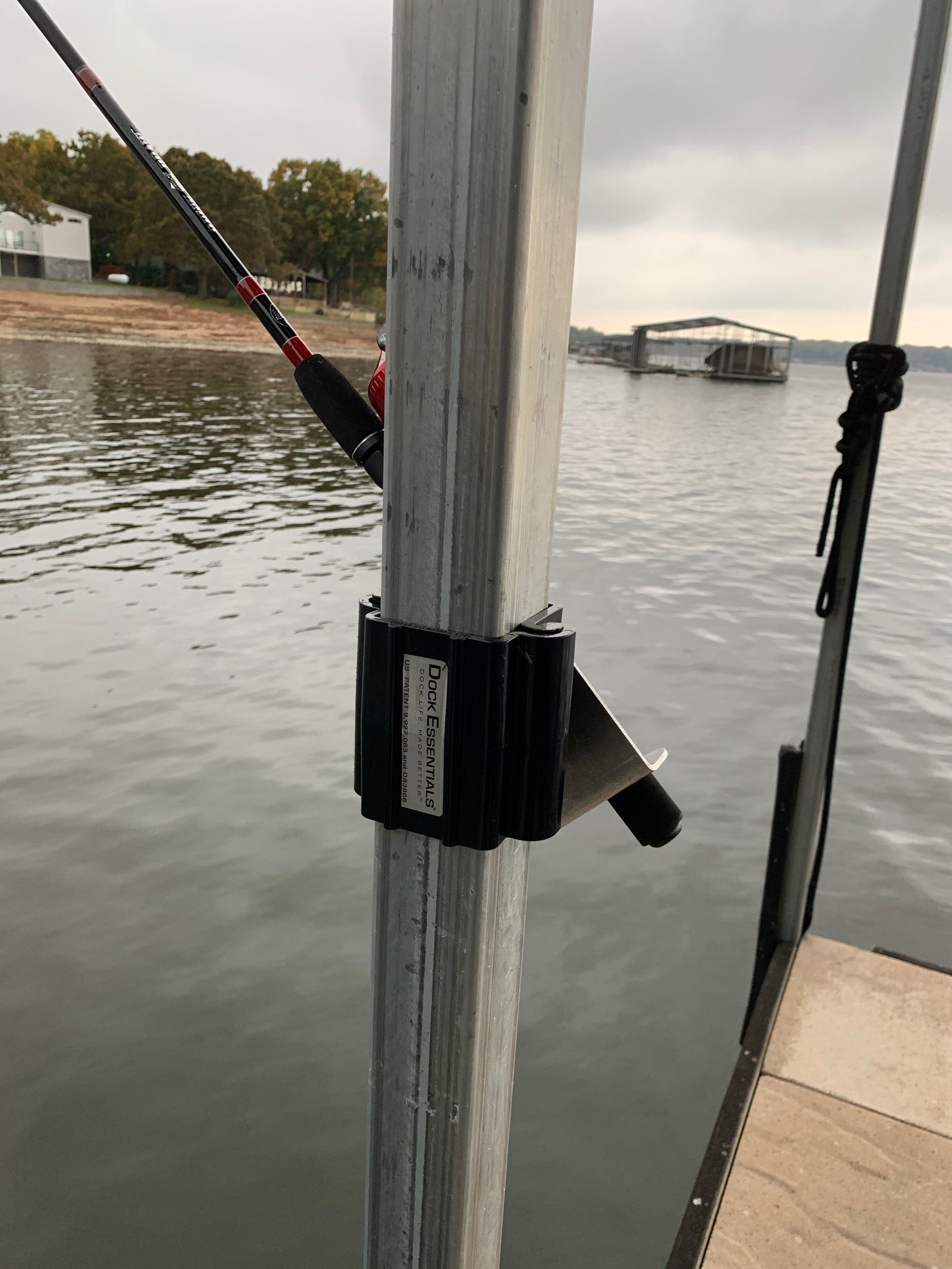90 Degree Fishing Rod Holder with Adapter for Round Dock Posts Made in USA